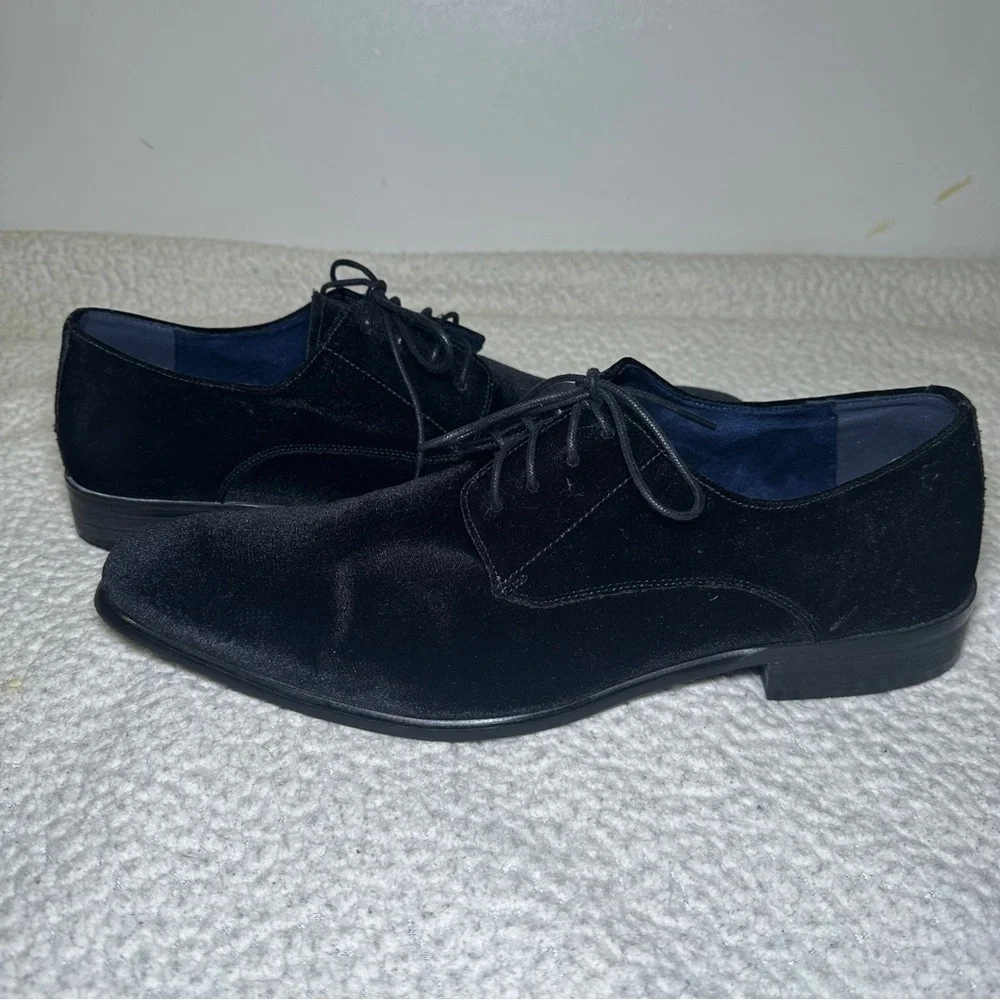 Steve Madden Classic Men’s Markus Black Velvet Oxford Shoes Size 12 Festive